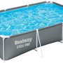 Bestway Steel Pro Family Pool, grau, 300x201x75 cm, mit Stahlrahmen und blauem Wasser.