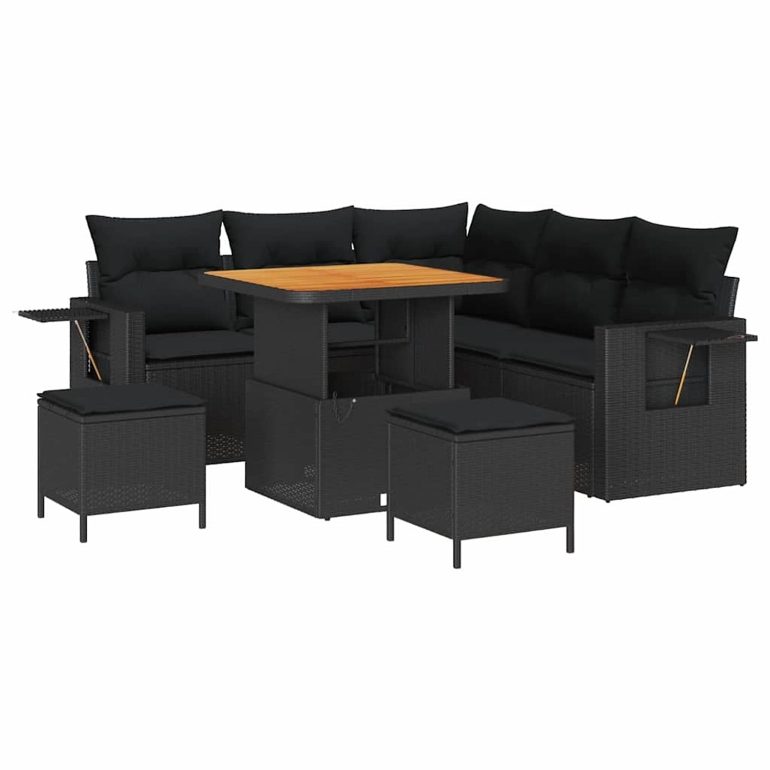 vidaXL Garten-Sofa-Set 8-Tlg Schwarz Poly Rattan 3361739 günstig online kaufen