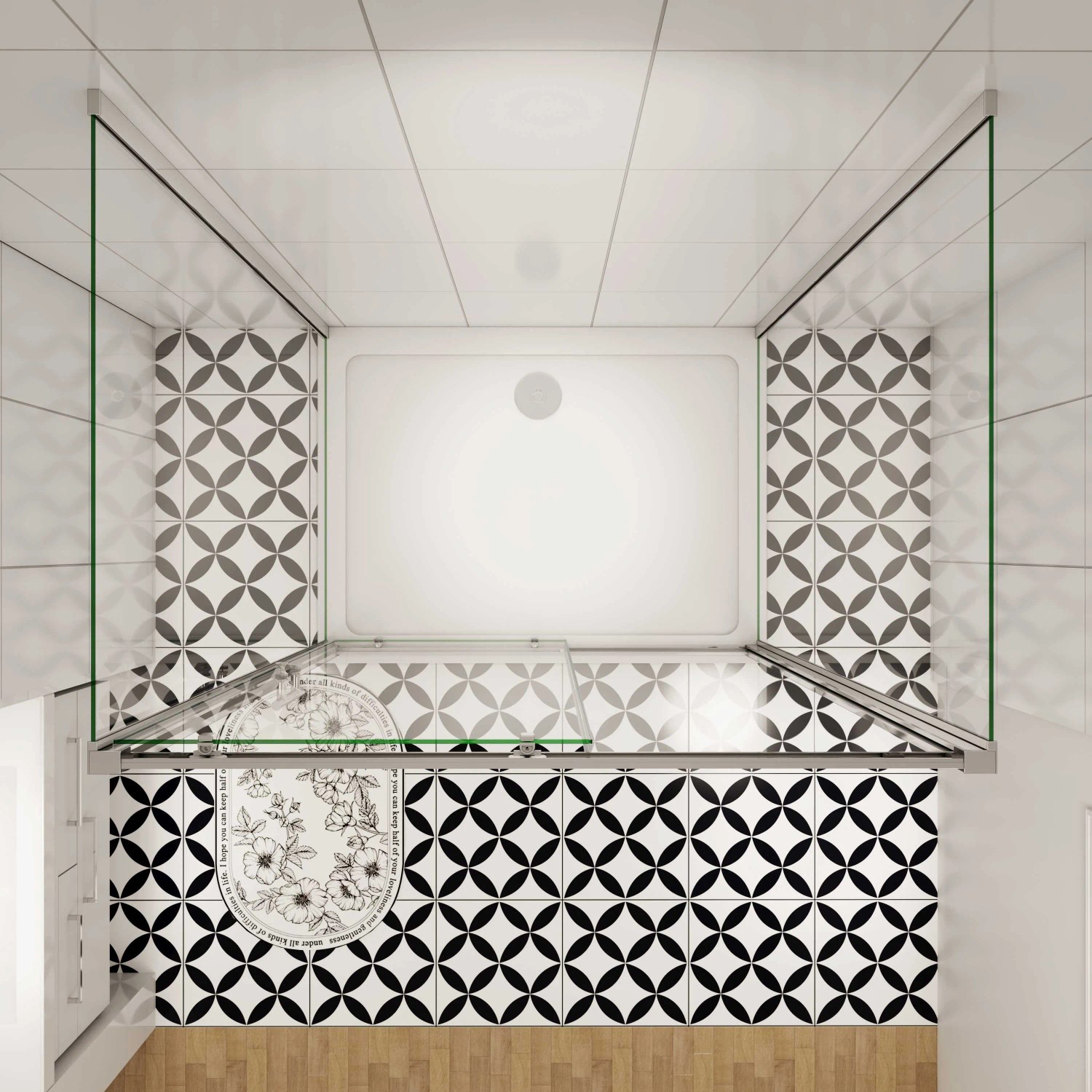 AICA U-Form Duschkabine 100x90cm mit Schiebetür und Seitenwand aus ESG Sicherheitsglas.