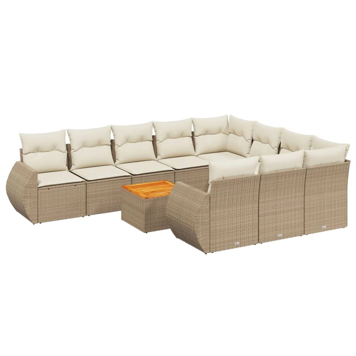 vidaXL 11-Tlg Garten-Sofagarnitur mit Kissen Beige Poly Rattan 3257514