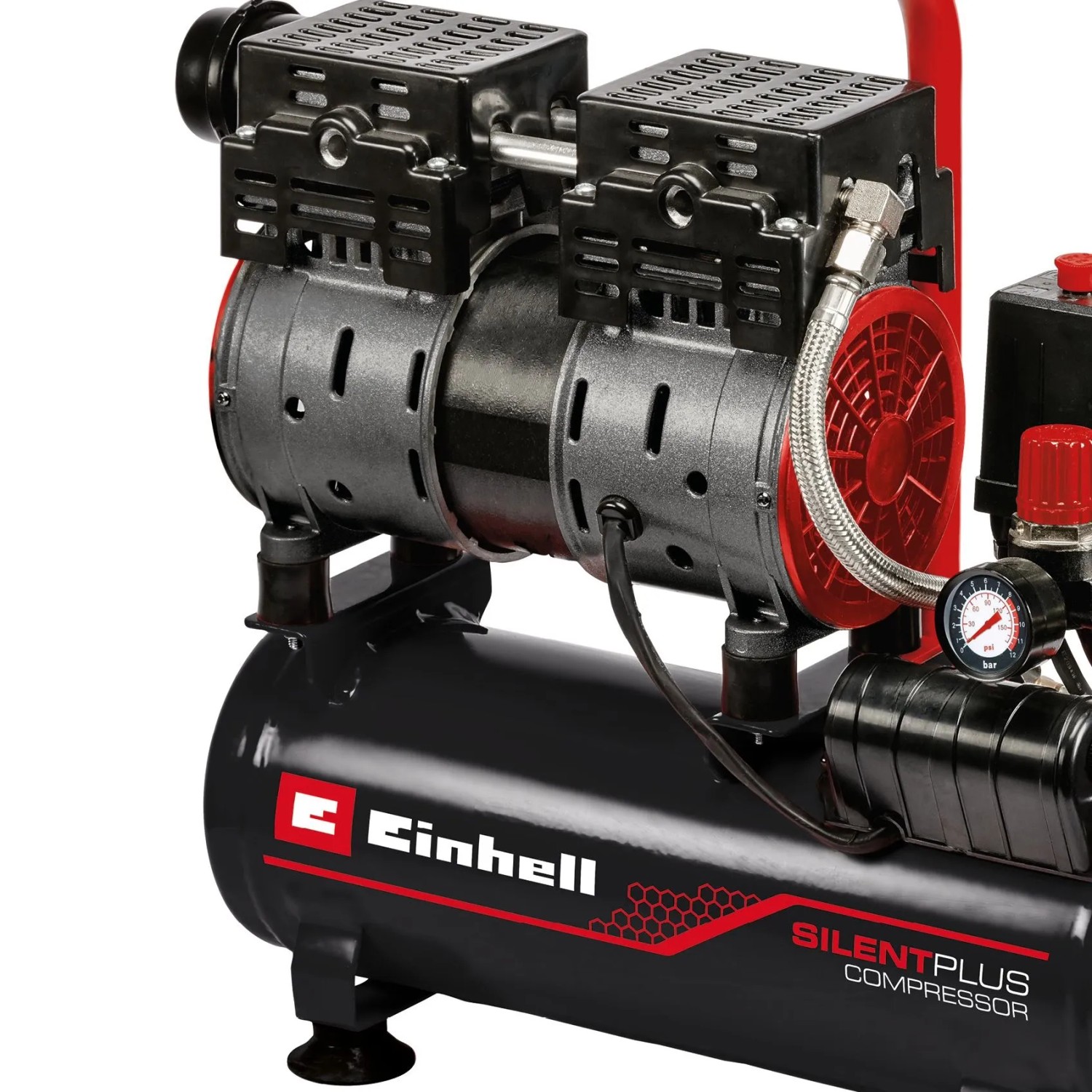 Einhell Kompressor TE-AC 6 Silent: Leiser, ölfreier Kompressor mit Manometer und Druckminderer.