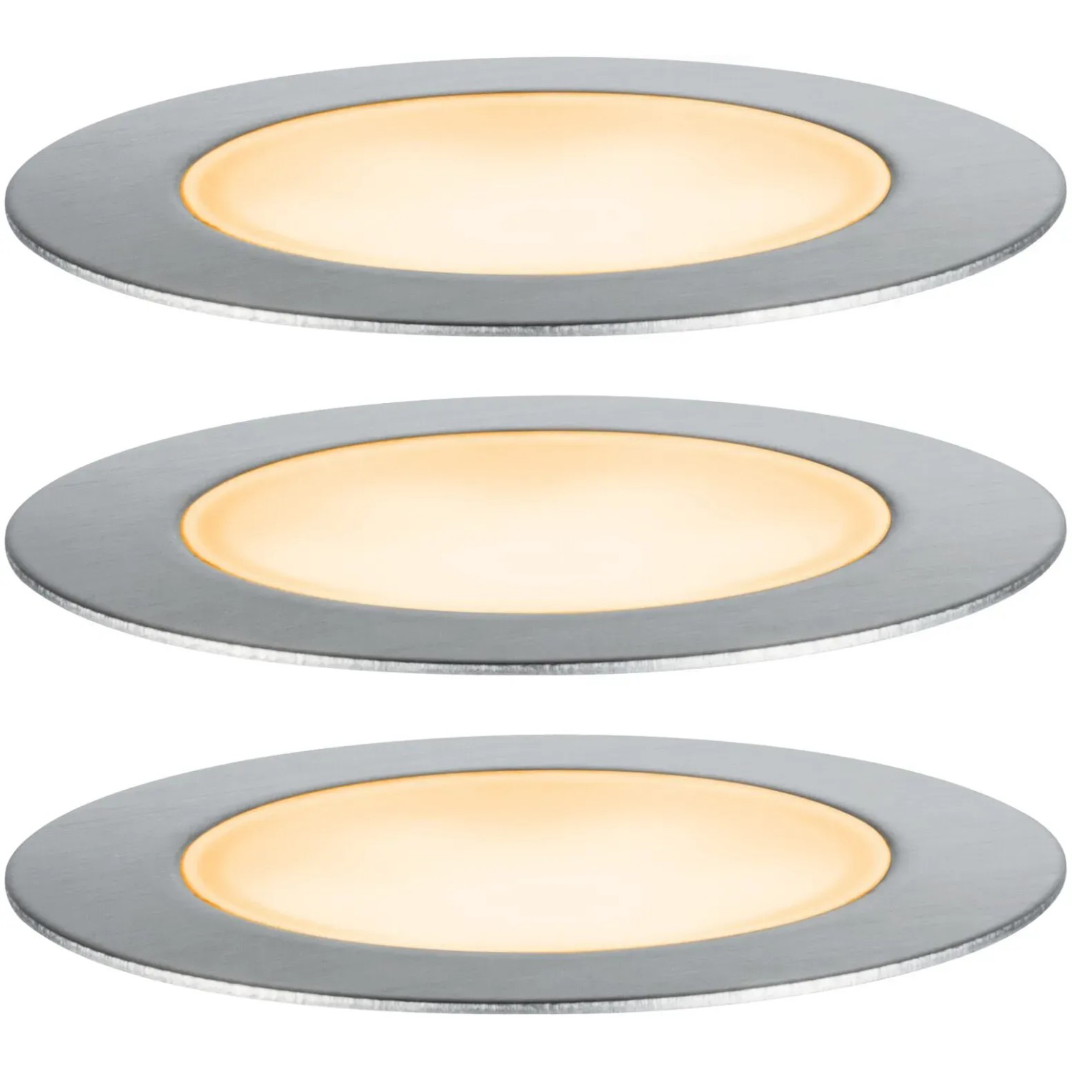 Paulmann LED-Bodeneinbaustrahler Floor Plug & Shine, 3er Set, Ø 7cm, warmweißes Licht.