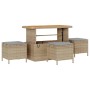 Beiges 9-teiliges vidaXL Garten-Sofa-Set aus Polyrattan mit Tisch und Hockern.