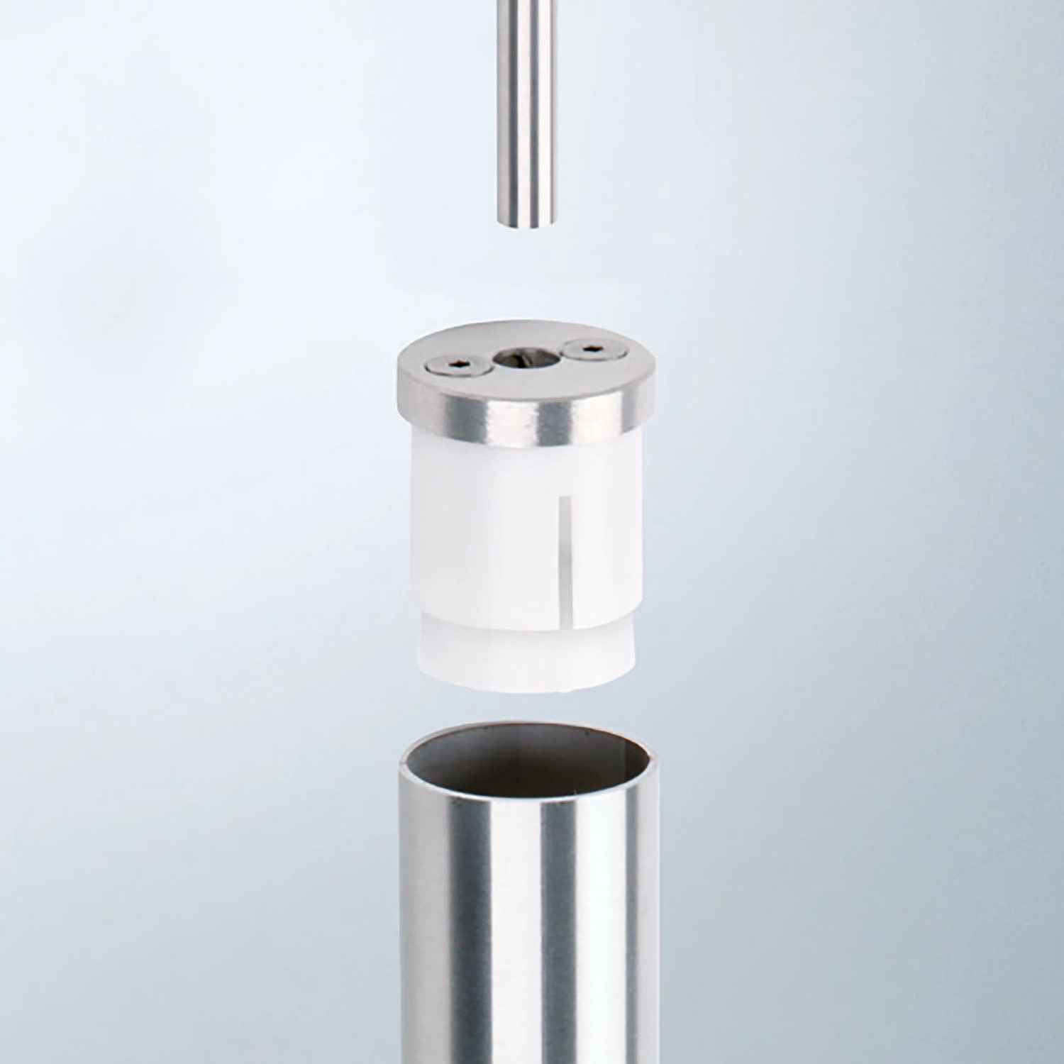 Adapter mit Endkappe für 40 mm V2A Handlauf, Geländer Zubehör.