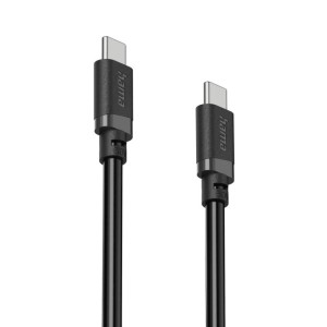 Schwarzes Hama USB-C zu USB-C Kabel, 2m, für Handy-Zubehör. Robustes Lade- und Datenkabel.