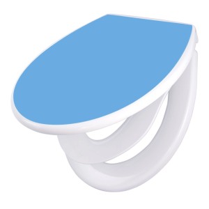 Banjado WC-Sitz Familie mit Kindersitz, Absenkautomatik, Motiv Pastellblau.