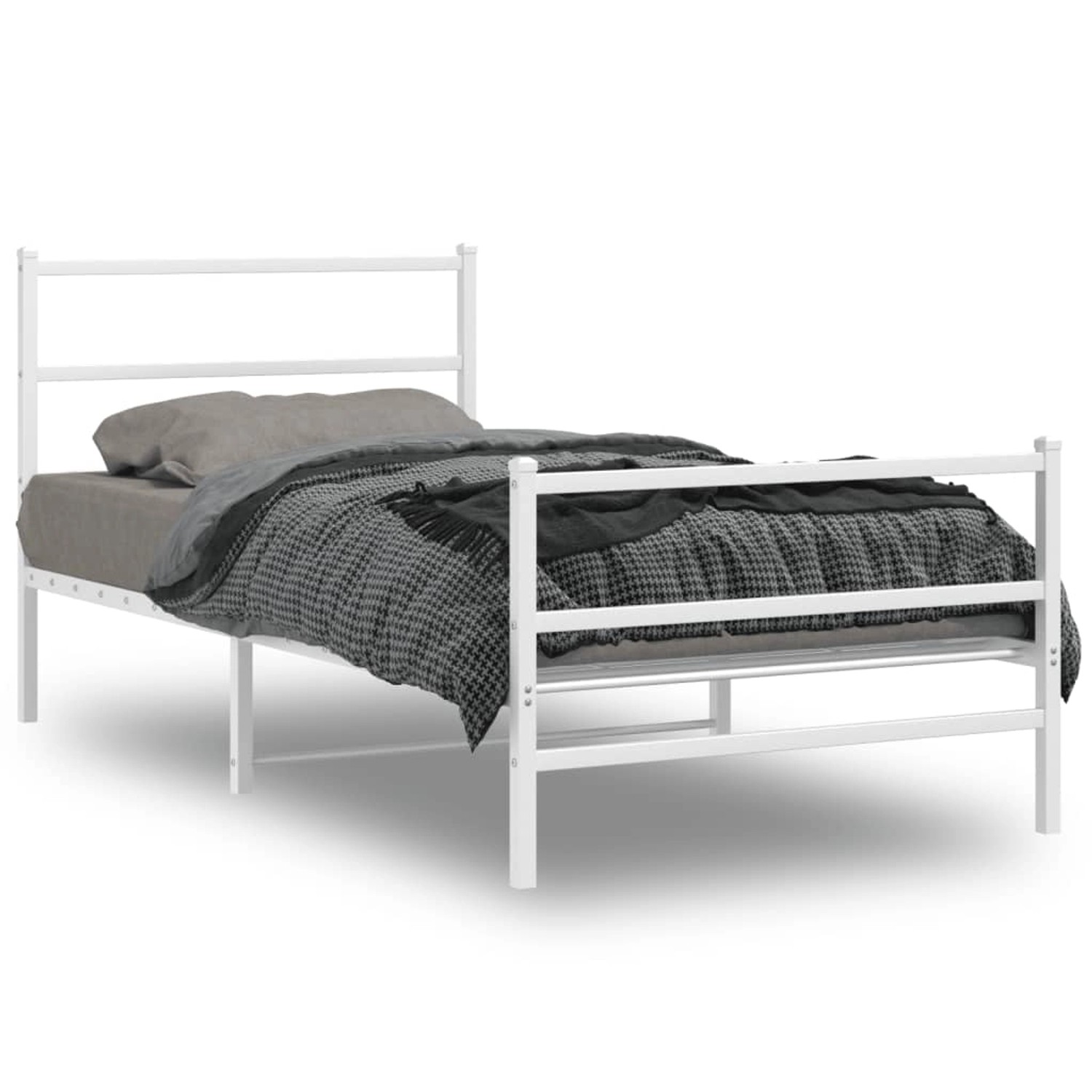 vidaXL Bettgestell mit Kopf- und Fußteil Metall Weiß 100x190 cm 355426 günstig online kaufen