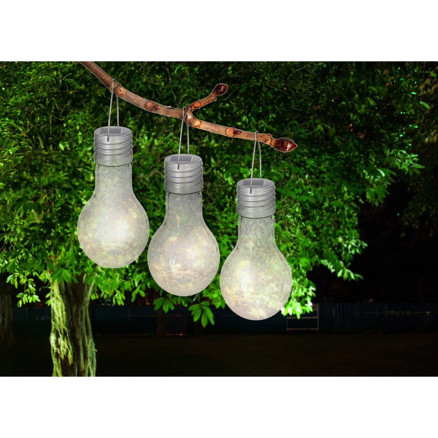 Näve LED-Deko-Solar-Pendel Crackle Bulb 3er-Set kaufen bei OBI | Solarleuchten
