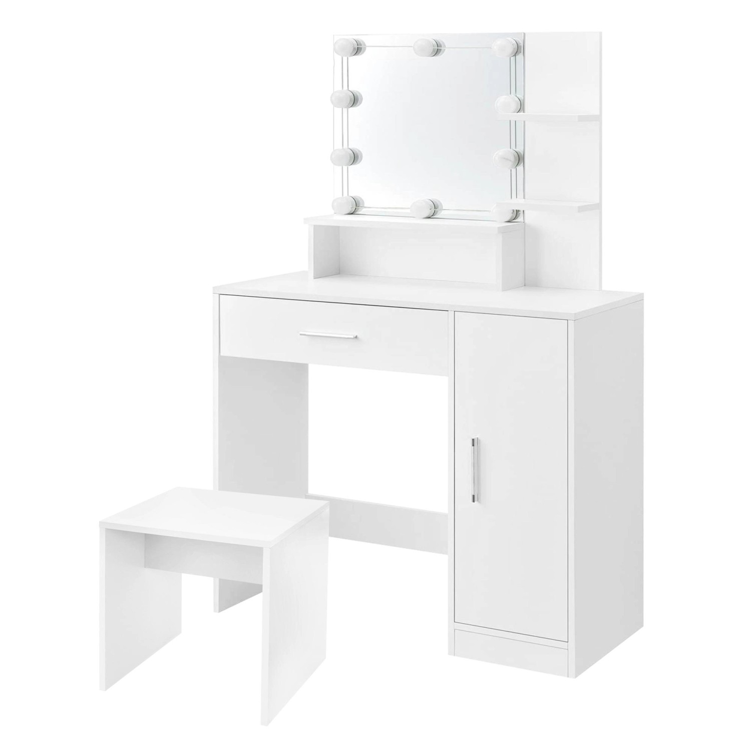 ML-Design Schminktisch mit LED-Beleuchtung Spiegel Weiß und Hocker 90x38x13 günstig online kaufen