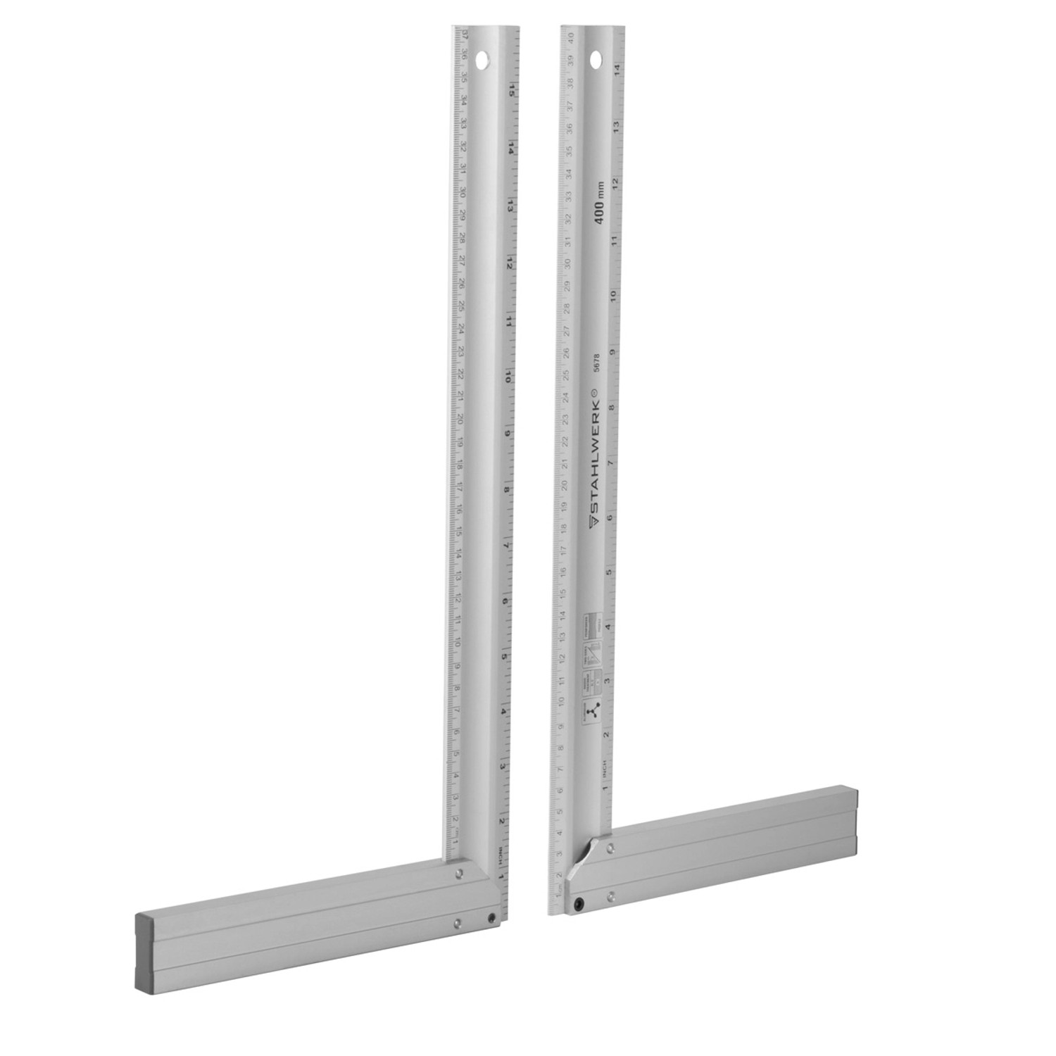 STAHLWERK Aluminium-Anschlagwinkel 3er Set, 400 mm, Schlosserwinkel, Flachwinkel für Handwerk.