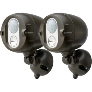 Mr. Beams LED-Außenstrahler mit Bewegungsmelder, braun, 2er-Pack. Batteriebetriebene Sicherheitsbeleuchtung.