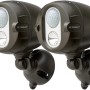 Mr. Beams LED-Außenstrahler mit Bewegungsmelder, braun, 2er-Pack. Batteriebetriebene Sicherheitsbeleuchtung.