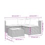 Graues 4-tlg. Garten Lounge Set aus Polyrattan mit Kissen und Tisch, Maße siehe Zeichnung.