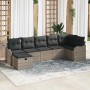 Graues vidaXL Garten-Sofa-Set aus Polyrattan mit Kissen und Stauraum für Garten oder Terrasse.
