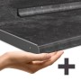 Detailaufnahme: Anthrazitfarbene Arbeitsplatte für Vicco R-Line Küchenzeile, Landhausstil.