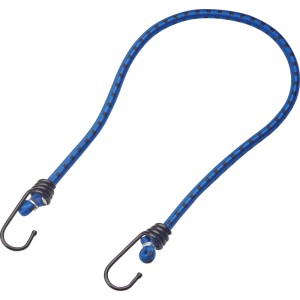 Blauer Gummiexpander mit schwarzen Haken, Teil eines mehrfarbigen 6er-Sets zur Ladungssicherung. Ø 8 mm.
