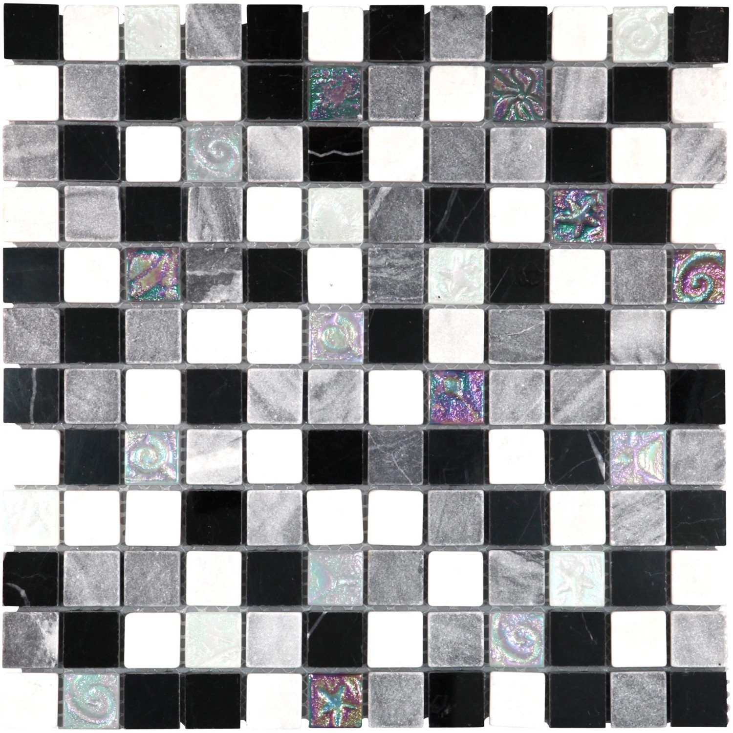 Mosaikmatte Glas Relief Schwarz Grau Weiß 30 cm x 30 cm günstig online kaufen