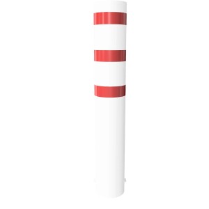 Weiß-roter Schake Absperrpoller, Ø 323 mm, 2000 mm Länge, zum Einbetonieren.
