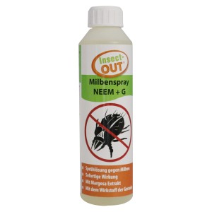Insect Out Milbenspray Neem, 250ml Flasche zur Milbenbekämpfung.