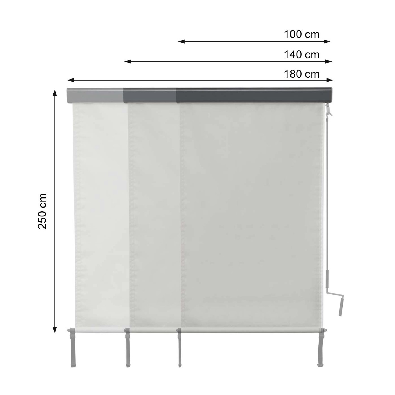 MCW Vertikalmarkise F42, 250x100cm, creme-beige, für Fenster und Balkon.