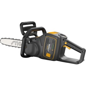 Stiga Akku-Kettensäge CS 700er, 35 cm Schwert, in Grau und Gelb.