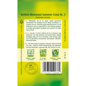 Samentüte Quedlinburger Rettich 'Minowase Summer Cross Nr 3', Herbstrettich, weiße Rübe bis 60cm.