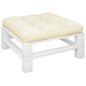 Cremefarbenes Palettenkissen 70x70x12 cm aus Stoff für Gartenmöbel.