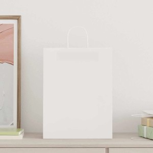 vidaXL Papiertragetaschen 250 Stk mit Henkeln Weiß 32x12x42 cm 4101620