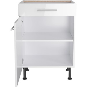 Optifit Unterschrank Rurik986, 60 cm, weiß, mit Schublade, Tür und Einlegeboden.