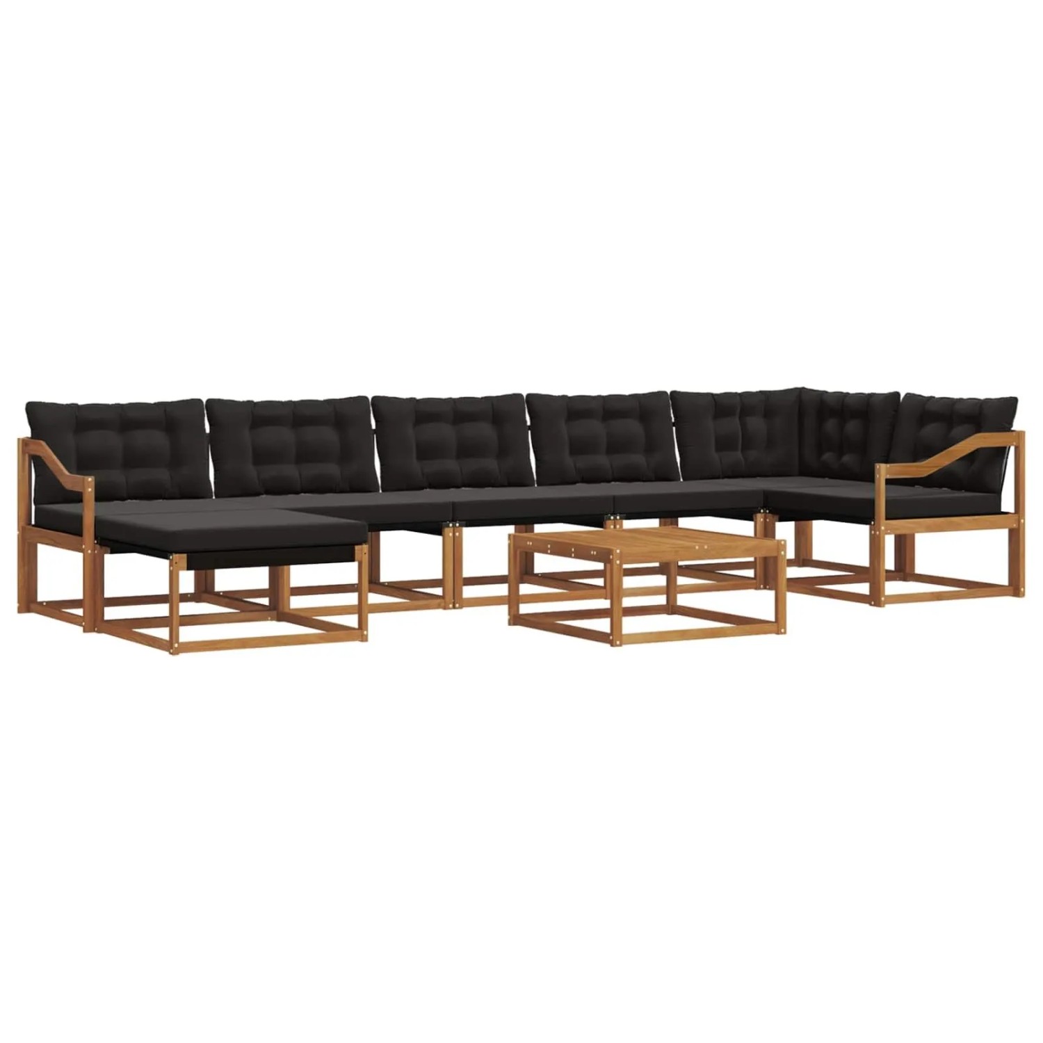 vidaXL Outdoor-Sofagarnitur mit Kissen 22-Tlg Natur und Schwarz 3369707
