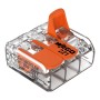 Wago Hebelklemme, 3-polig, für Leiter Ø 0,5-6mm², 5er-Set, Verbindungsklemme mit orangenen Hebeln.