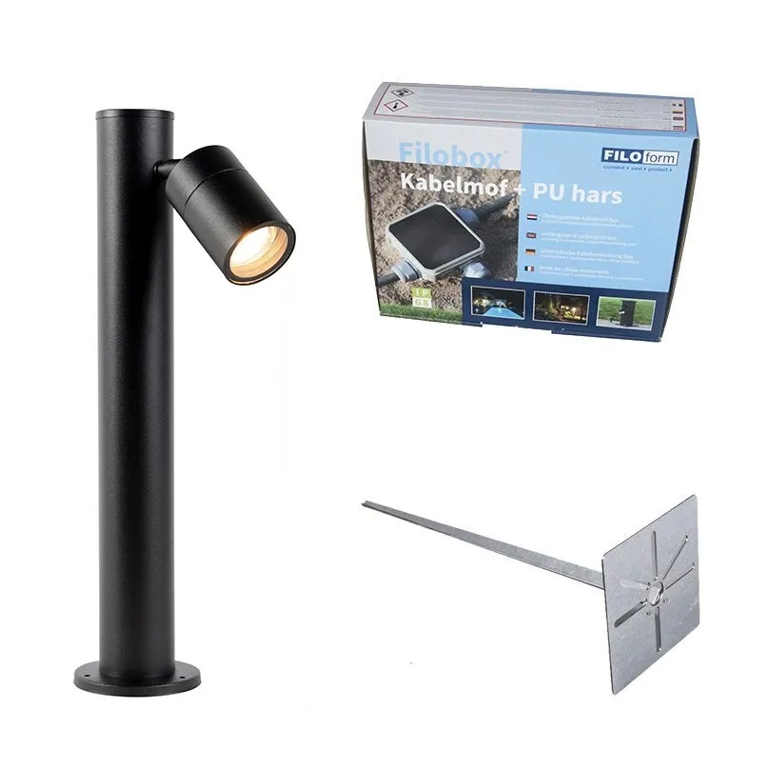 QAZQA Außenleuchte Schwarz 45 cm Einstellbar IP44 Solo