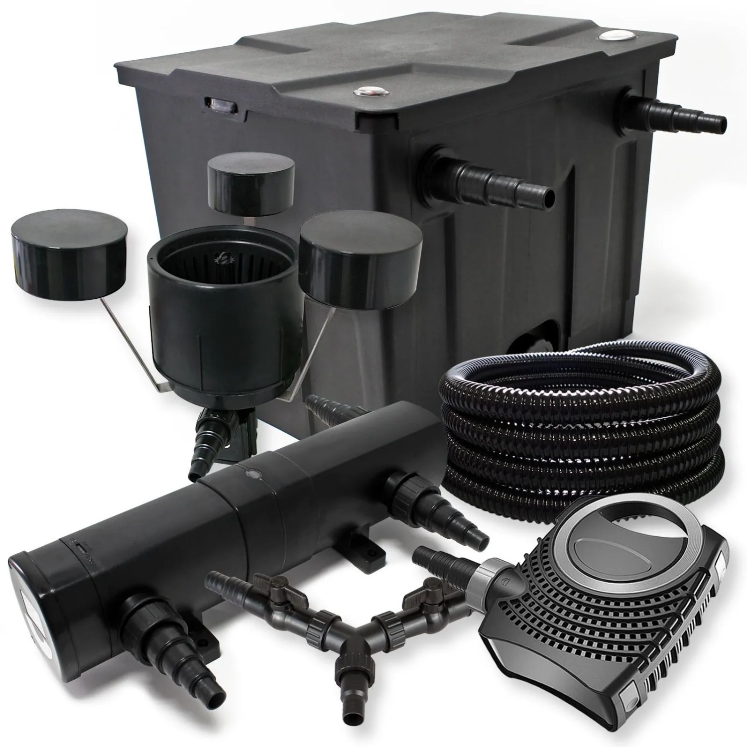SunSun Filter Set 12000l Teich 18W Teichklärer NEO8000 Pumpe 25m Schlauch Skimmer CSP25