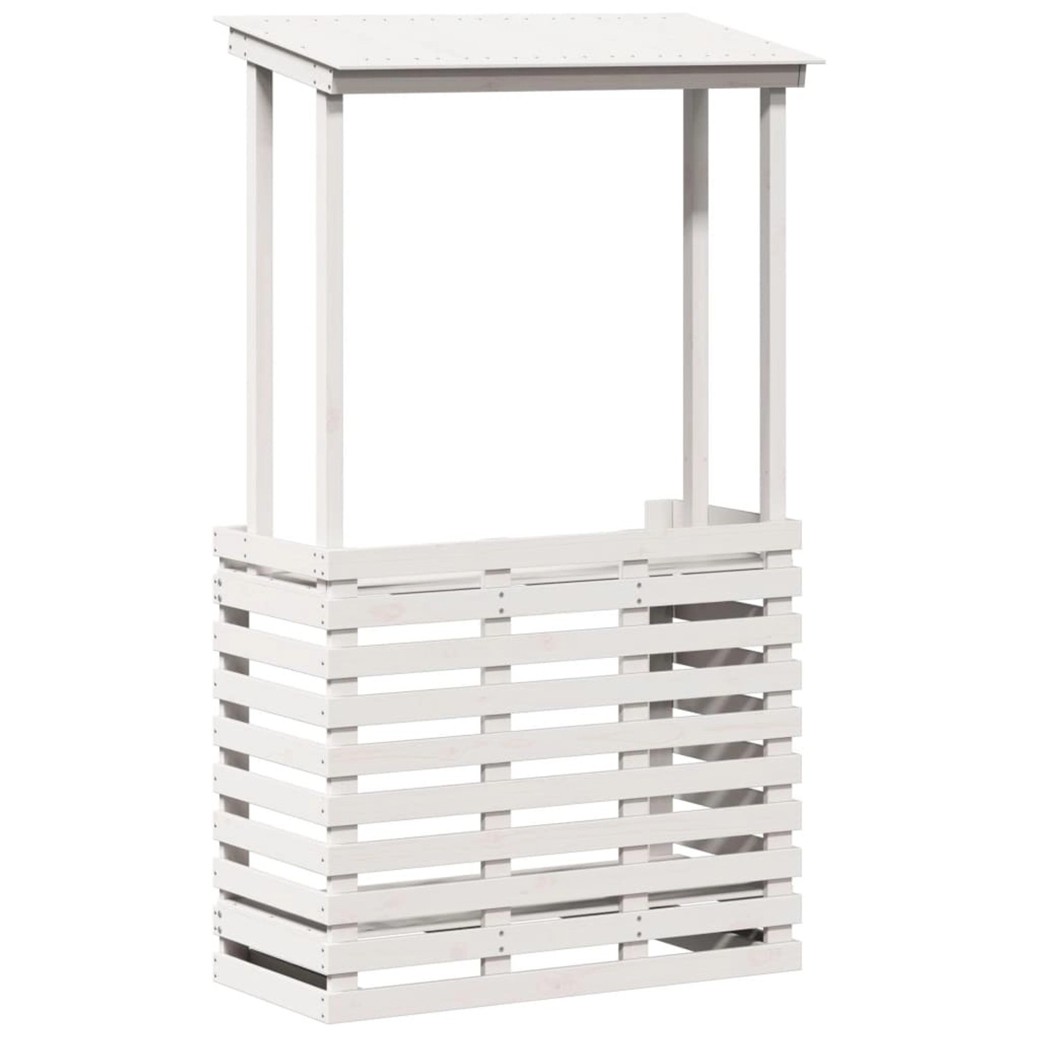 vidaXL Gartenbar mit Dach Weiß 112,5x57x195,5 cm Massivholz Kiefer 832535