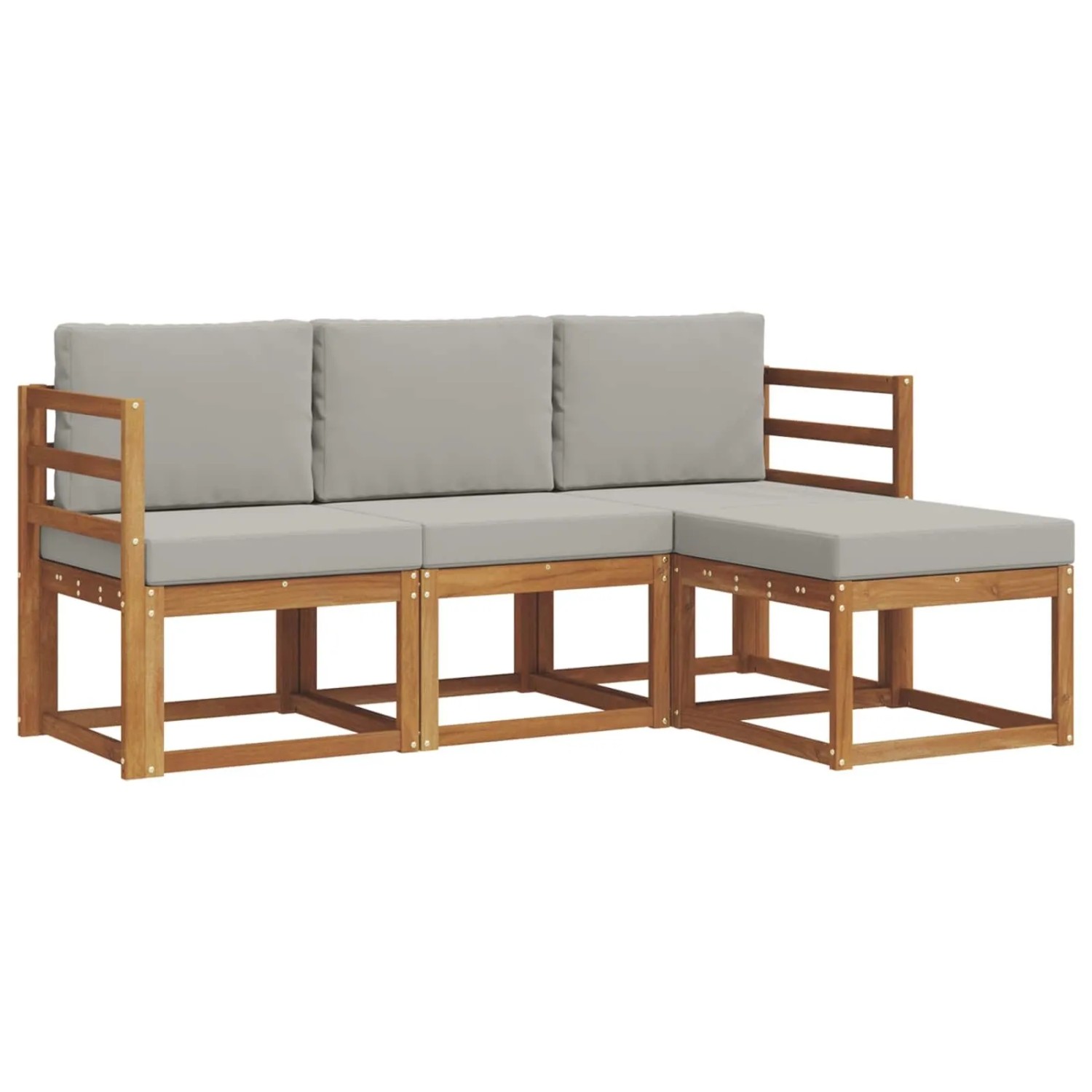 vidaXL Outdoor-Sofagarnitur mit Kissen 4 Stk Natur und Hellgrau 3366204