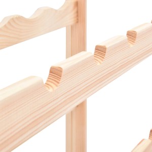 VidaXL Weinregal aus Kiefernholz für 16 Flaschen, Detailansicht der Holzstruktur.