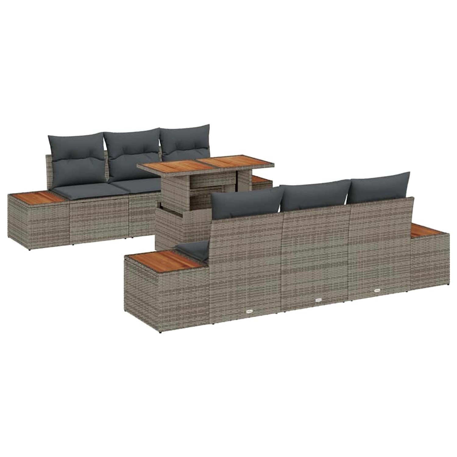 vidaXL Garten-Sofa-Set mit Speicher 7-Tlg Grau Poly Rattan 3358768 günstig online kaufen