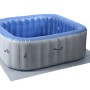 Aufblasbarer, eckiger MCW Whirlpool N97 für 6 Personen, grau-blaue Optik, inklusive Bodenplane und Abdeckung.