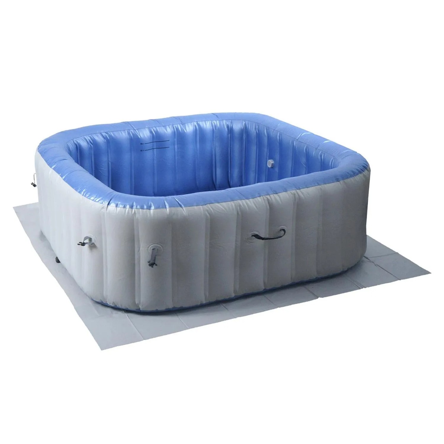 Aufblasbarer, eckiger MCW Whirlpool N97 für 6 Personen, grau-blaue Optik, inklusive Bodenplane und Abdeckung.
