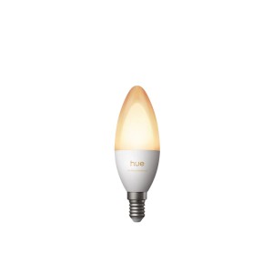 Philips Hue E14 LED Leuchtmittel in Kerzenform, warmweiß leuchtend. Smart steuerbare Lampe für Ihr Zuhause.