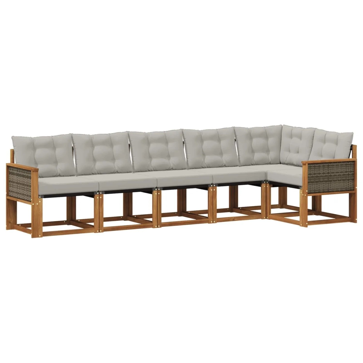 vidaXL Outdoor-Sofagarnitur mit Kissen 6 Stk Natur und Hellgrau 3381979