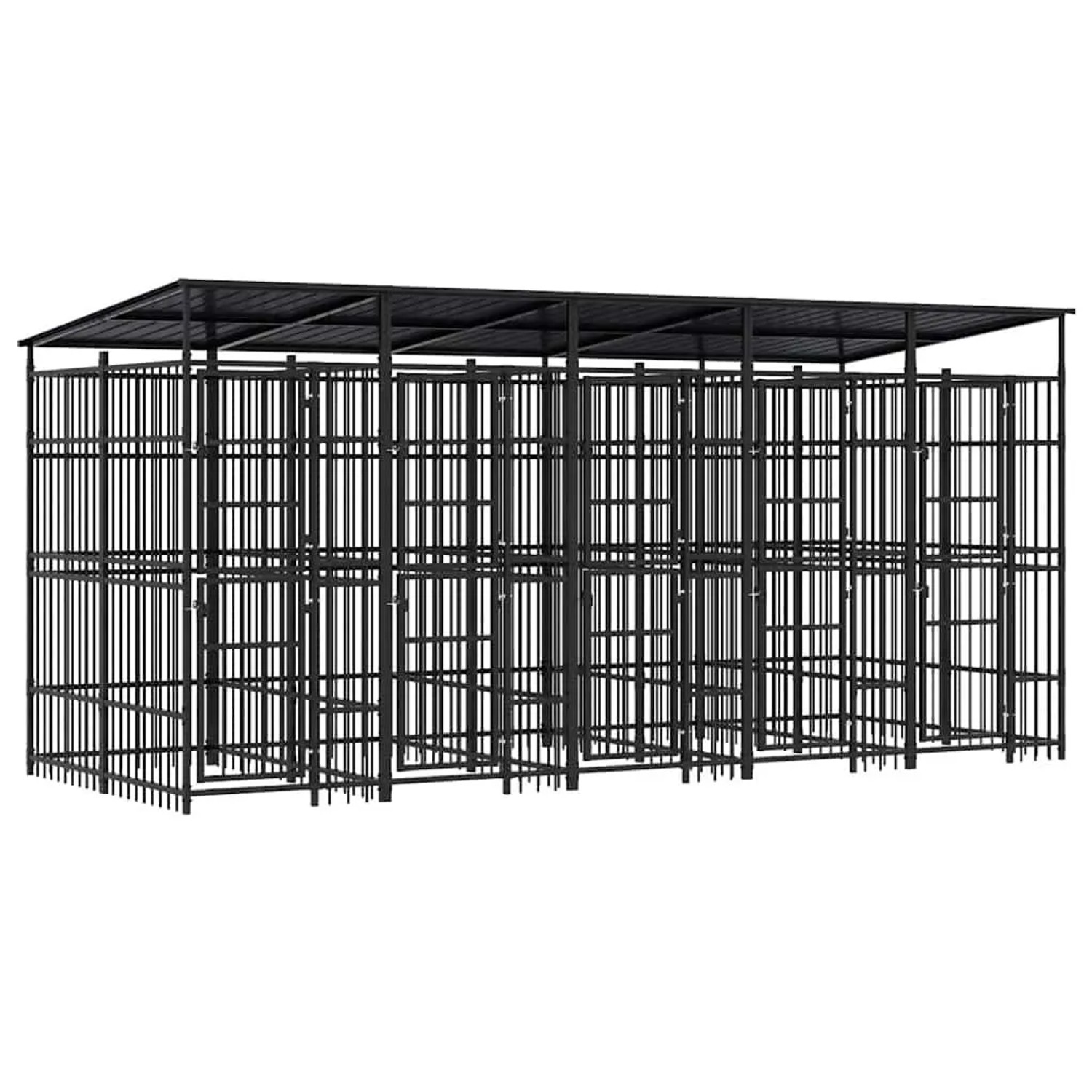 vidaXL Outdoor-Hundezwinger mit Dach Stahl 9,22 m² 3097950