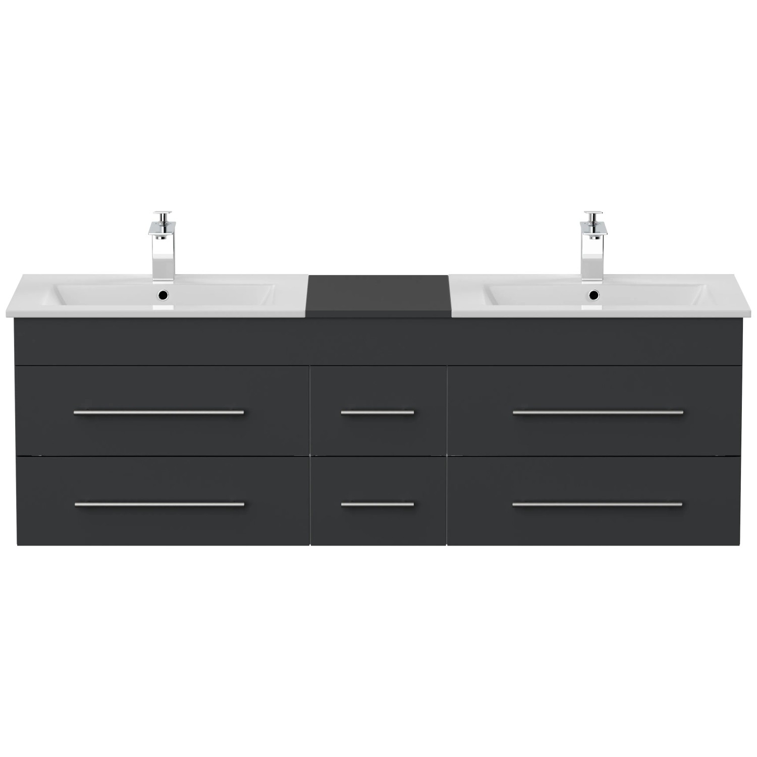 Posseik Badmöbel Nero XL Grafit: Badmöbel-Set mit Waschbecken und Unterschrank in Grafit.