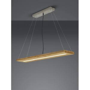 Moderne Trio LED-Pendelleuchte Brad in Nickel antik und Echtholz für gemütliches Licht.