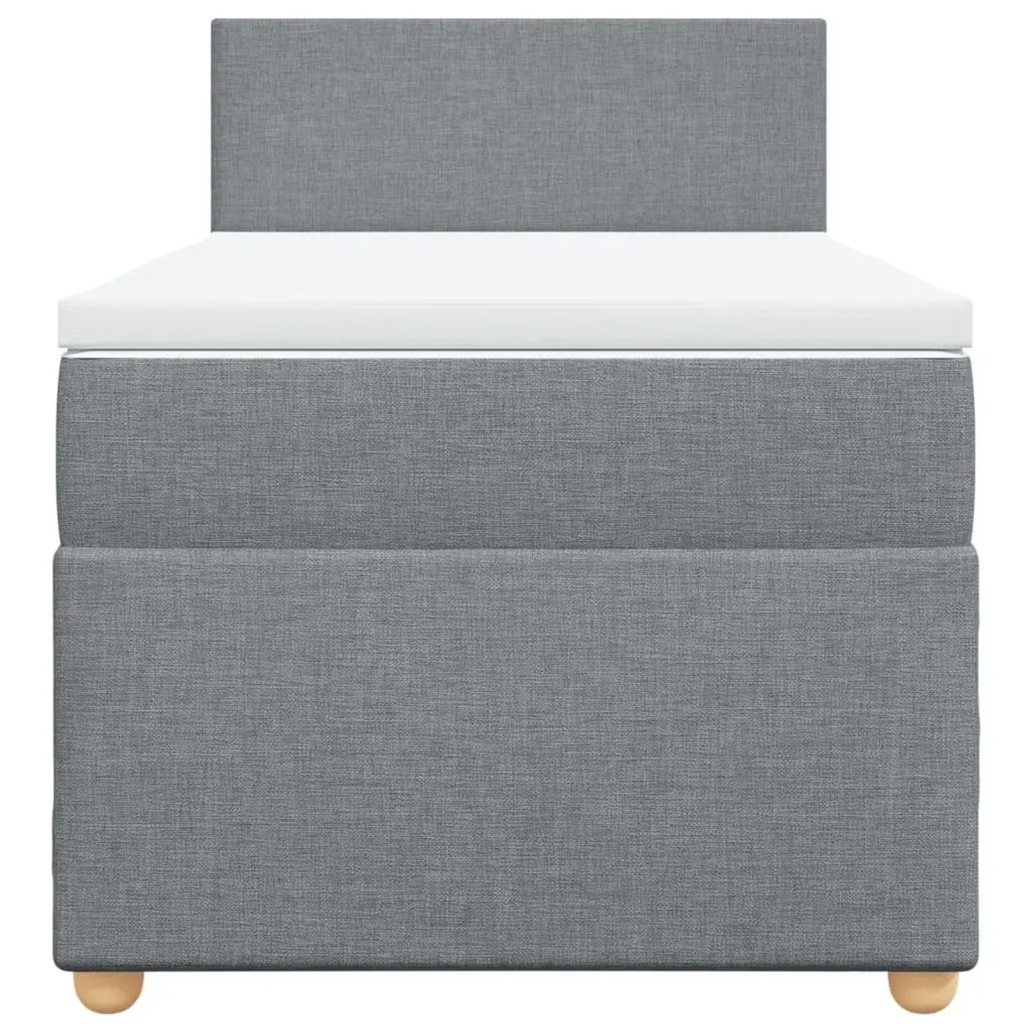 Hellgraues vidaXL Boxspringbett 90x200 cm mit Matratze und Kopfteil.