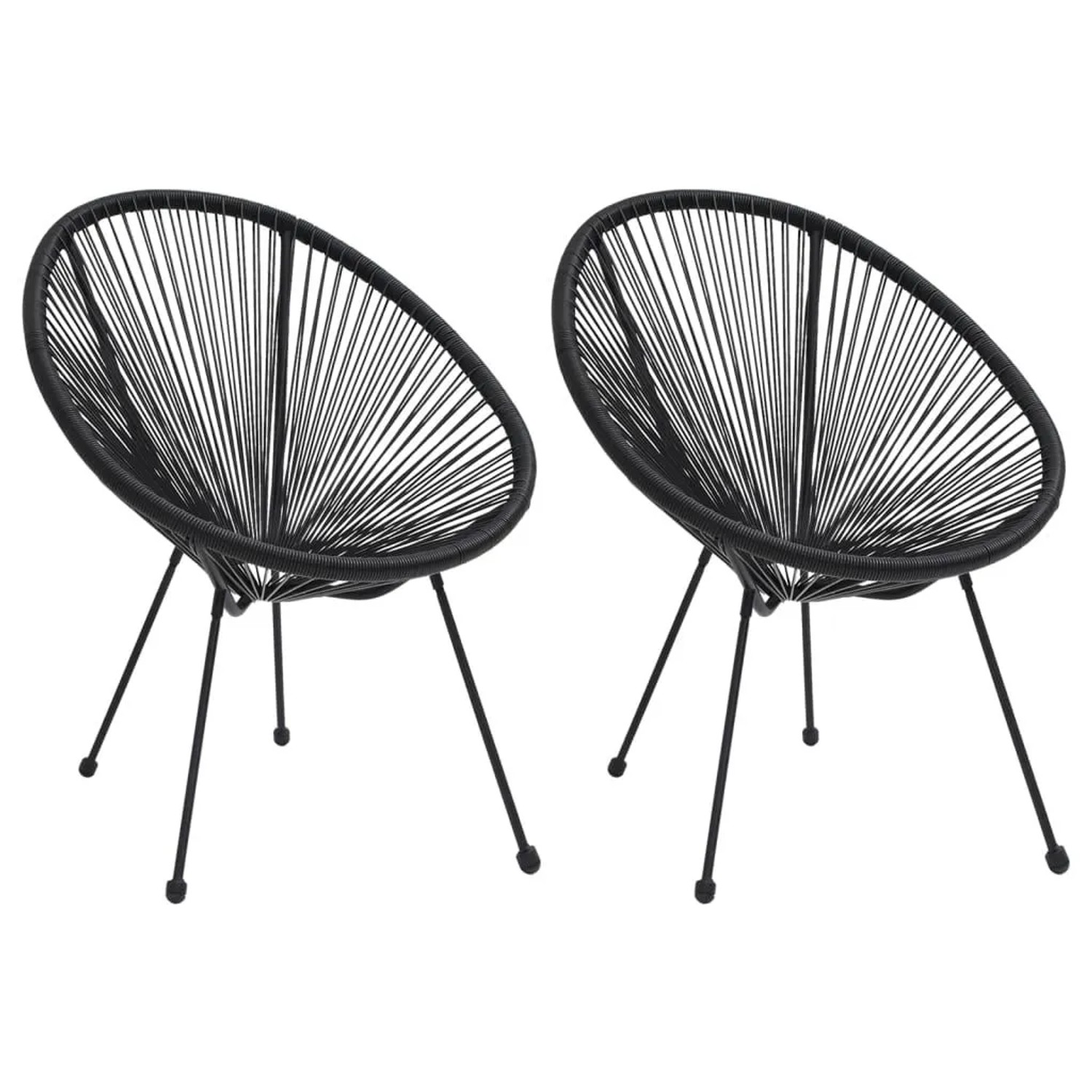 vidaXL Moon-Gartenstühle 2 Stk Rattan Schwarz 312164