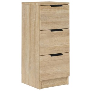 Schmales vidaXL Sideboard Sonoma-Eiche mit 3 Schubladen aus Holzwerkstoff. Modernes Möbelstück für Stauraum.