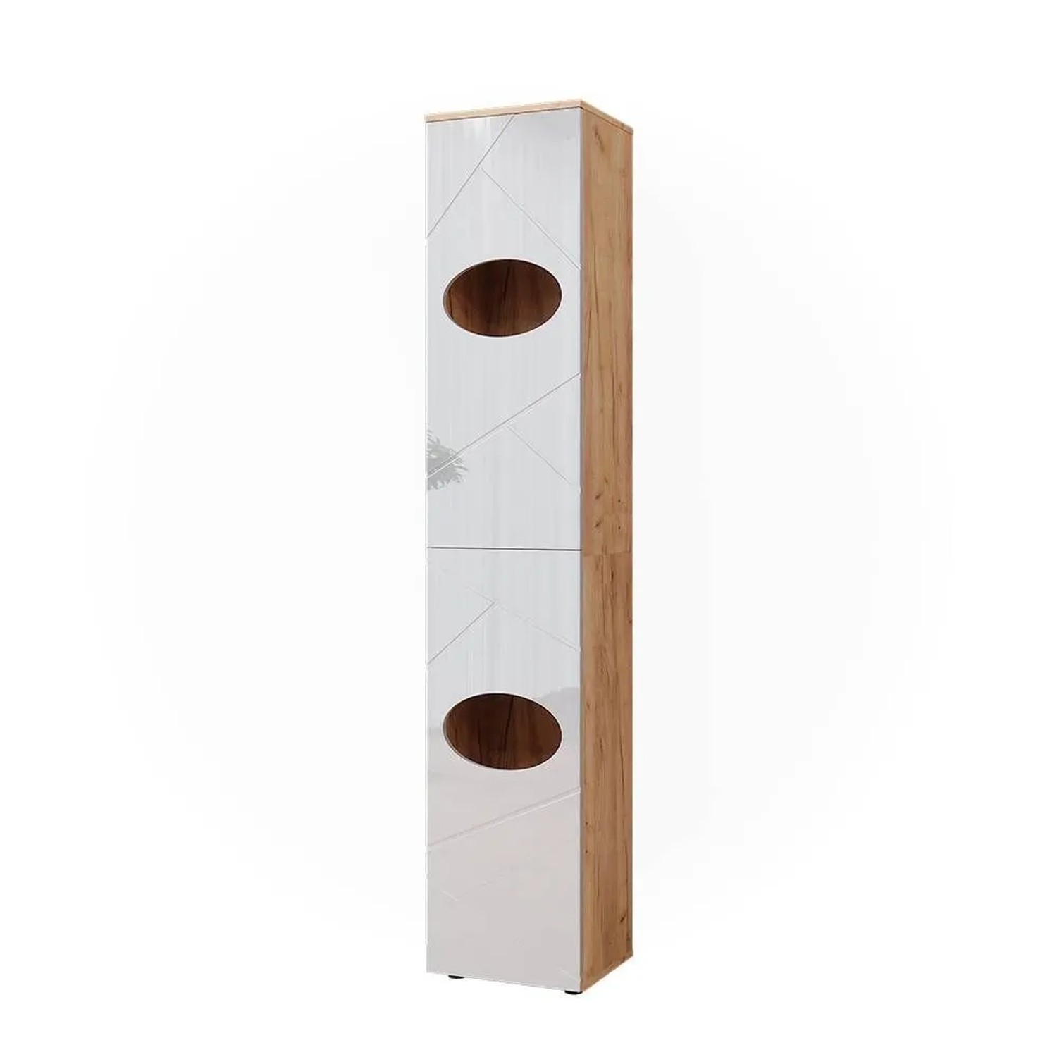 Vicco Wäscheschrank Irma Weiß Hochglanz Goldkraft Eiche 37 x 192