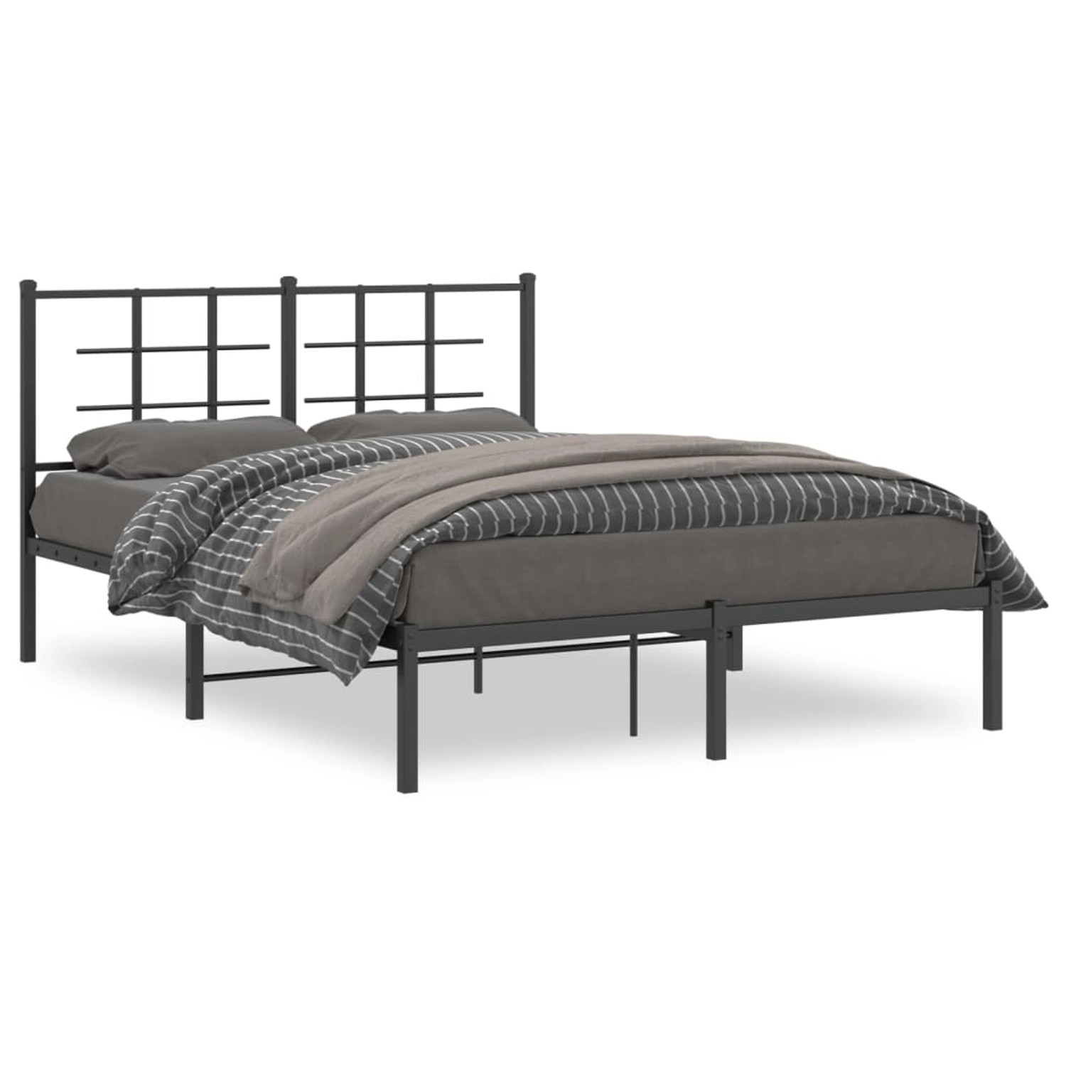 vidaXL Bettgestell mit Kopfteil Metall Schwarz 135x190 cm Modell 21953843 günstig online kaufen