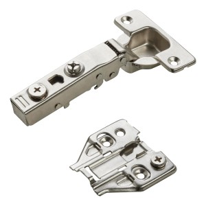 SOTECH Topfband T48 Set, Eckanschlag, gedämpft, inkl. Montageplatte, vernickelt.